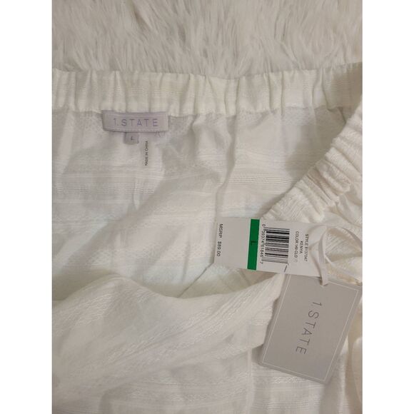 1. STATE Sz L Off the Shoulder White Blouse With Bell Sleeves New - Picture 7 of 8